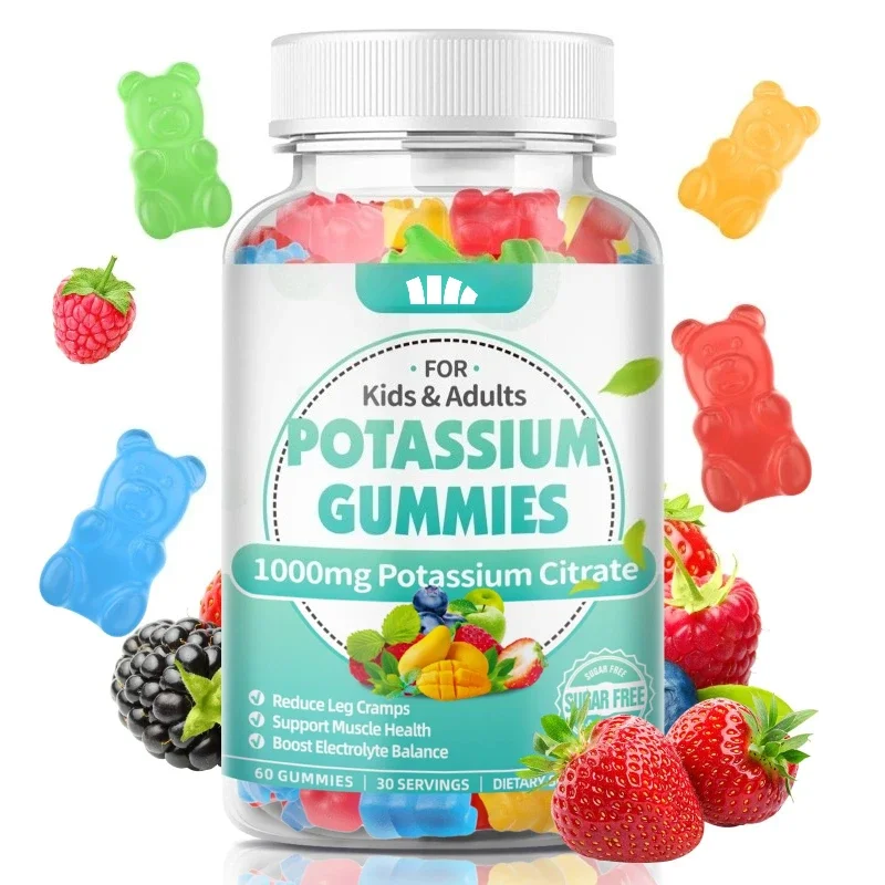 

Potassium Gummies, 1000mg Potassium Chloride Supplement - Supports Muscle Health - Sugar Free, Vegan, 60 Gummies