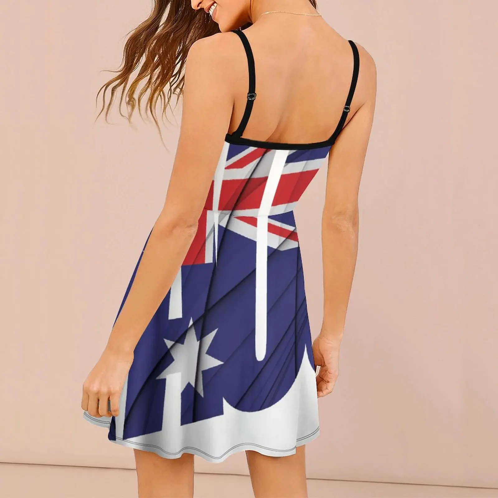 AUS Australian Flag Women's Sling Dress Humor Graphic Strappy Dress Novelty Sexy  Woman's Dress Cocktails