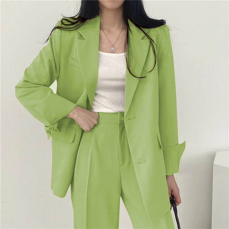Printemps automne 2025 femmes Faion décontracté Jaets costumes coupe droite Polyester usage quotidien mince Long Sve couleur Pure