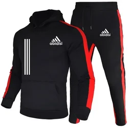 Conjunto esportivo de duas peças masculino, capuz e calça, roupa de jogging, novo, outono e inverno, 2022