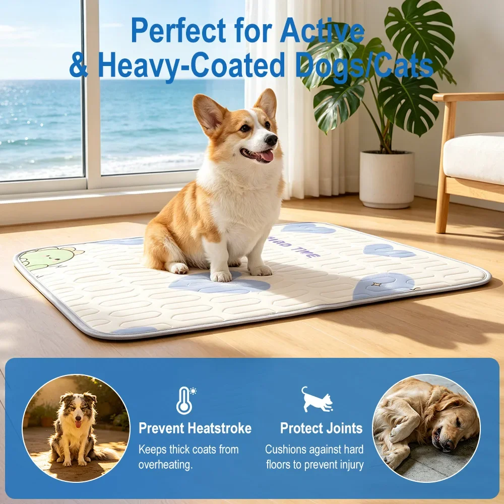 Summer Pet Ice Cooling Ice Mat Breathable Dinosaur Washable 