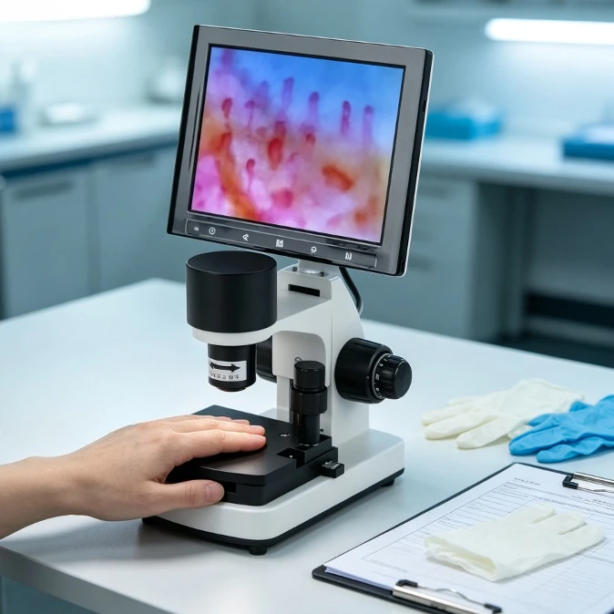 Portable Nailfold Capillary Microcirculation Detector, Illuminated Microscope Blood Inspection Device with 7/8/9 Inch Optional