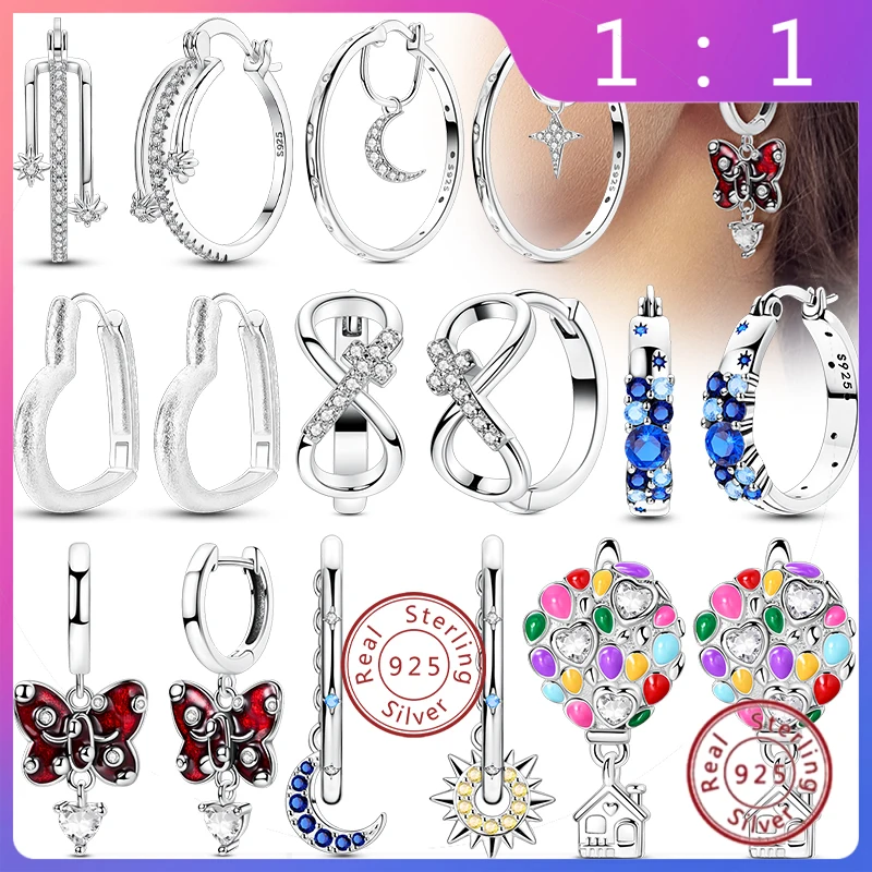 Nuevos Pendientes de Aro de Plata de Ley 925 para Mujer - Diseño de Gota، Ideal para Moda de Fiesta de Cumpleaños