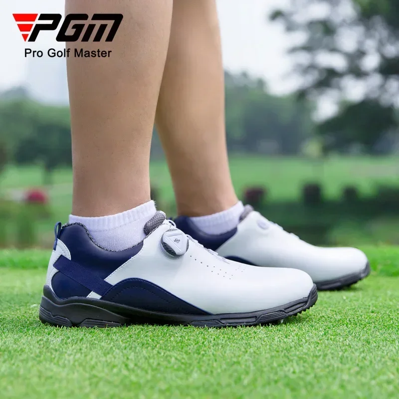 Pgm sepatu Golf pria, sneaker tahan air bernafas, latihan Fitness Golf anti selip gesper berputar