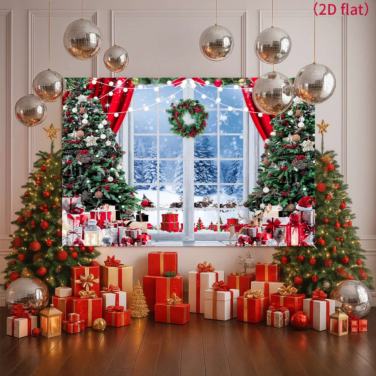 Christmas Backdrop Happy 2026 New Year Santa Claus Livingroom Home Decoration Xmas Navidad Merry Christmas Background Cloth