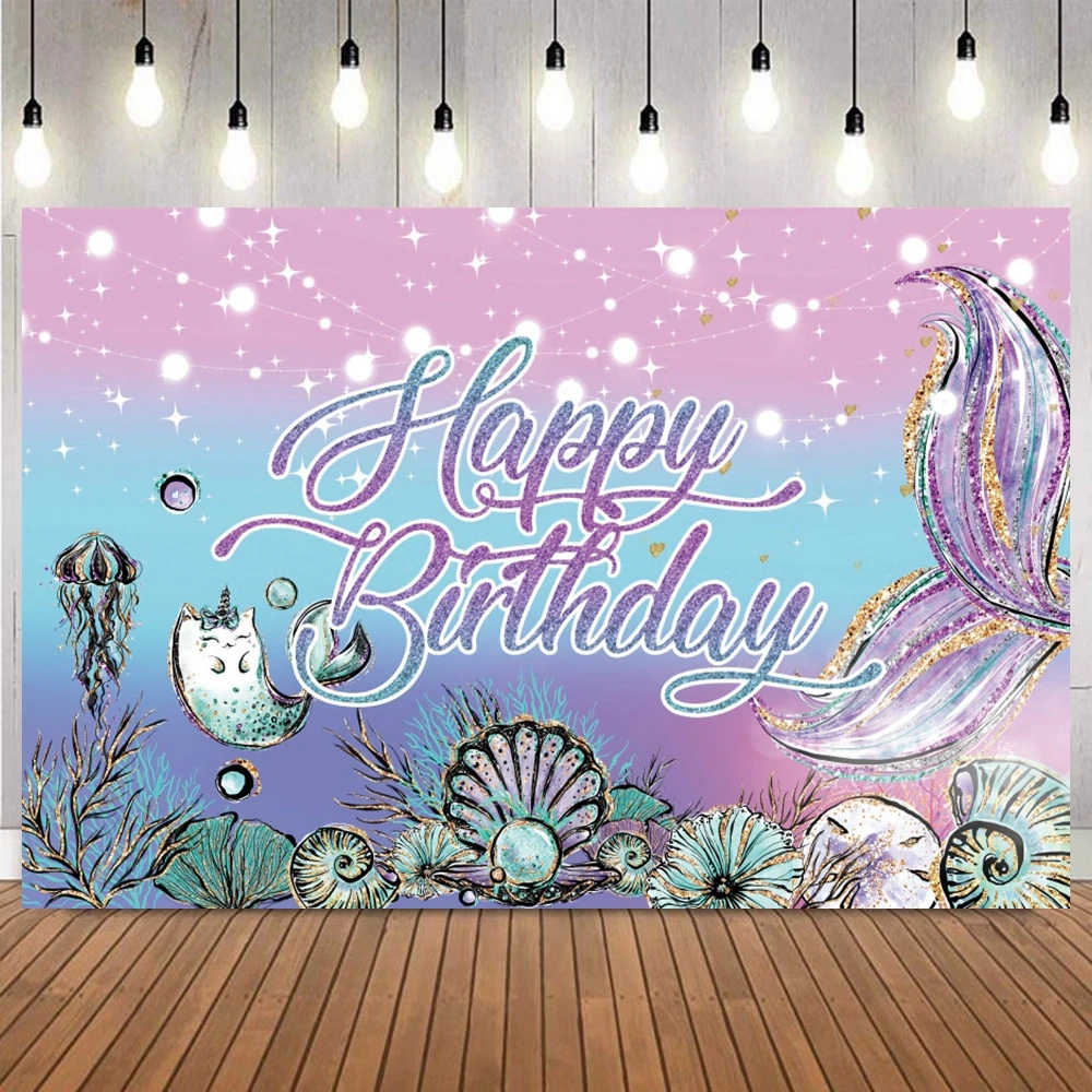 Dreamy Mermaid Theme Photography Background Castle Pearl Shell Kid Portrait Birthday Party Home Decor Baby Shower Photo Backdrop