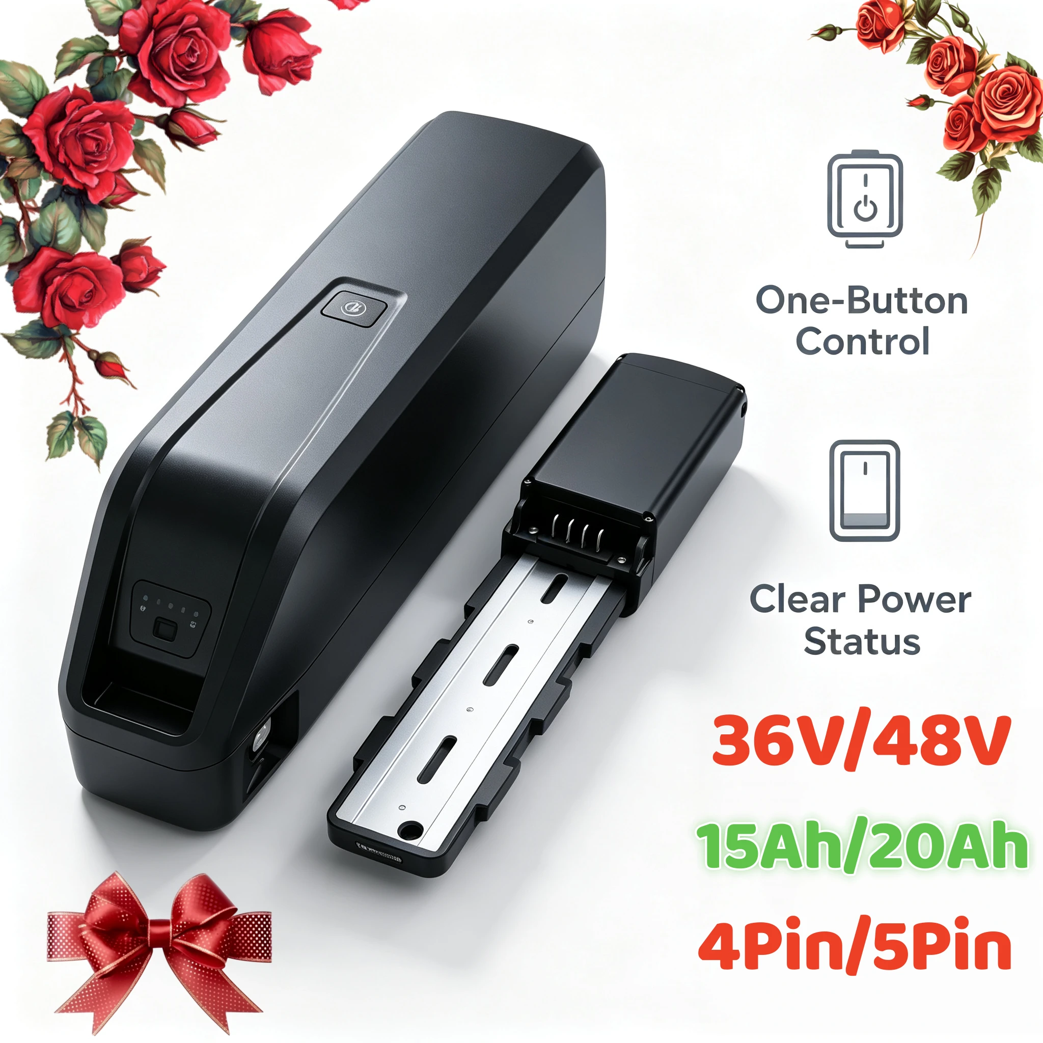Compatible 36V 48V 4-Pin / 5Pin Battery for Duotts C29/S26/BK29/Hitway/Mukkpet E-Bike, 500W-750W Lithium Ion Power Pack,