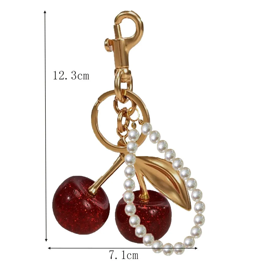 Vintage Fashion Bag Pendant Keychain Cherry Pendant Simple Sweet Fruit Decorative Accessories