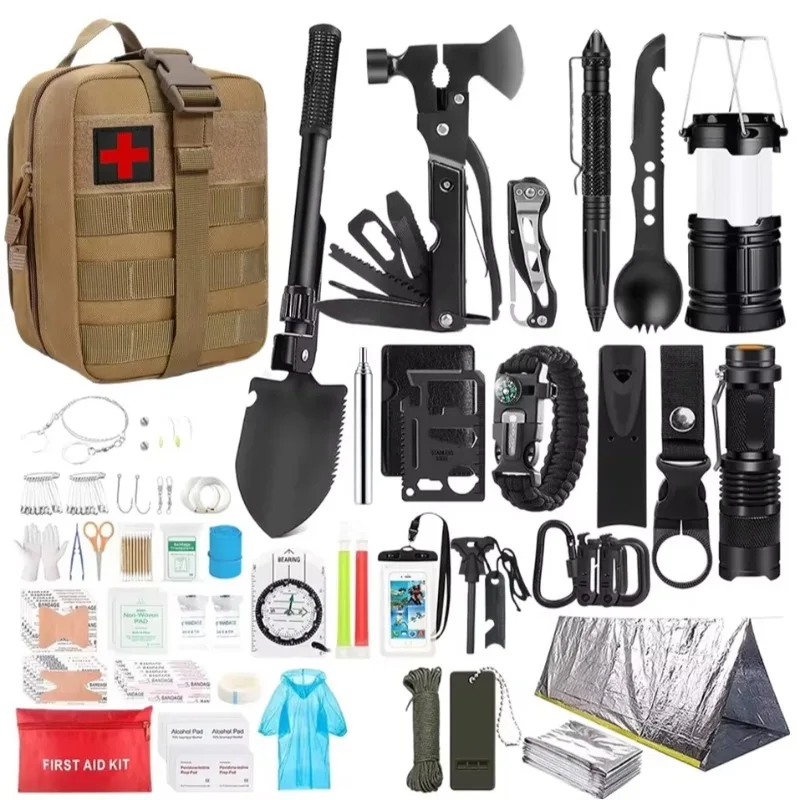 Outdoor Survival Tool Set in PVC Tent Bag: Emergency Camping Pack 2.2 kg
