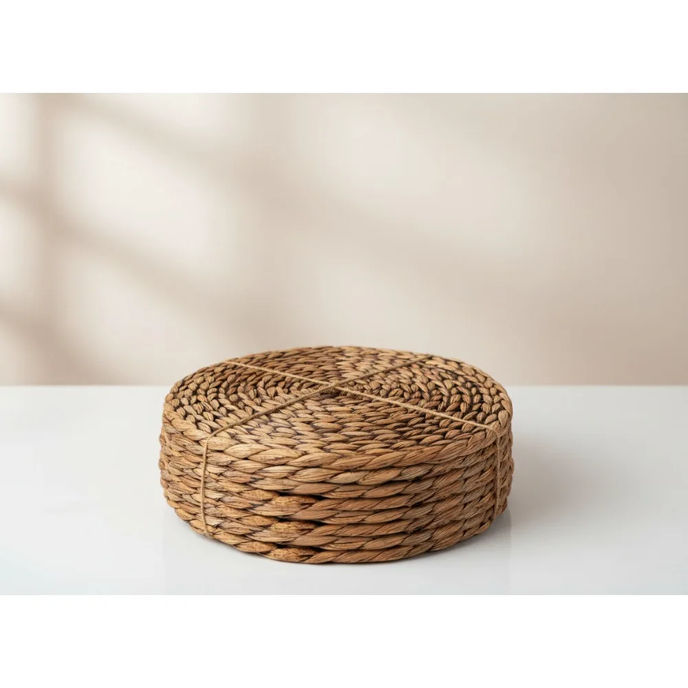 

Handwoven Rattan Placemats Set of 8, 13.5" Round Wicker Table Mats, Heat-Resistant & Durable for Dining Decor