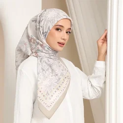 Lenço macio para mulheres muçulmanas, Square Voile Hijab, Xales e envoltórios islâmicos, Lenços Headband, Mulheres muçulmanas, 110x110cm