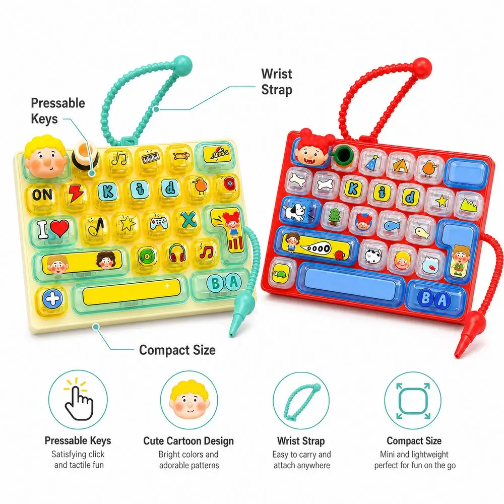 Creative 26-key Keyboard Keychain Clear Key Sounds Hanging Loop Press Button Pressable Keys Mini Keyboard Charm Bag Ornament