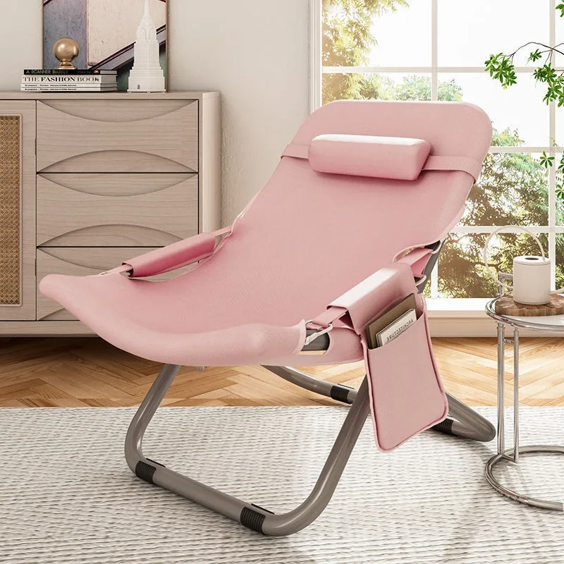 Lunch lounge chair for home use, folding casual simple back chair, small portable lazy chair, balcony nap bed