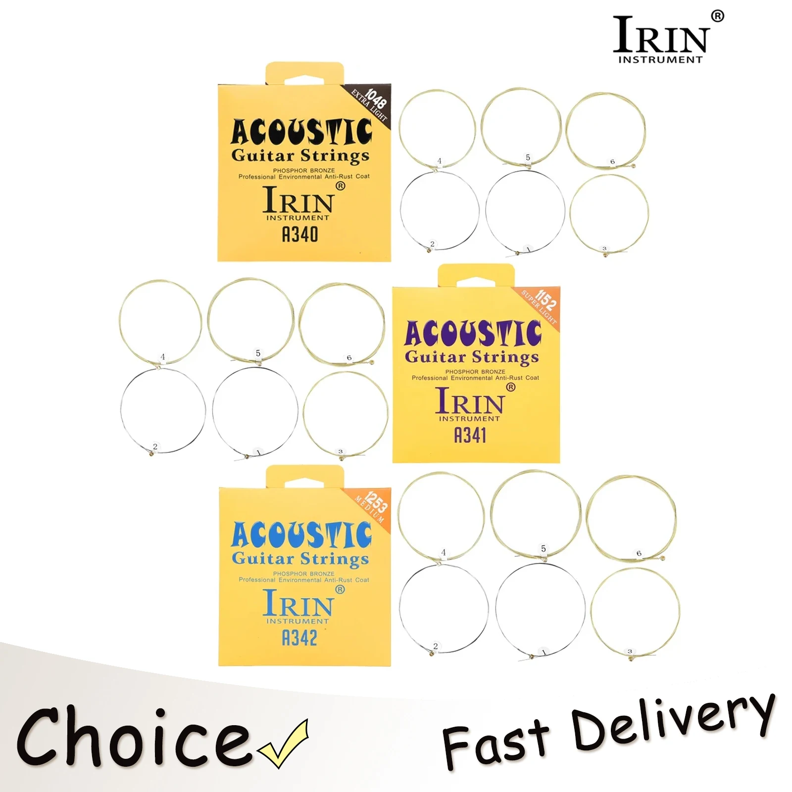 IRIN Acoustic Guitar Strings Hexagonal Alloy Steel Core Phosphor Bronze Guitar Professional Strings Folk Guitar Accessories
