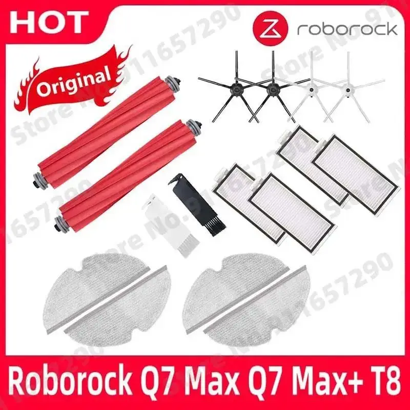 Original Roborock Q7 Max Q7 Max+ T8 Main Brush Washable Hepa Filter Side Brush Mop Cloth Robot Vacuum Cleaner Accessories