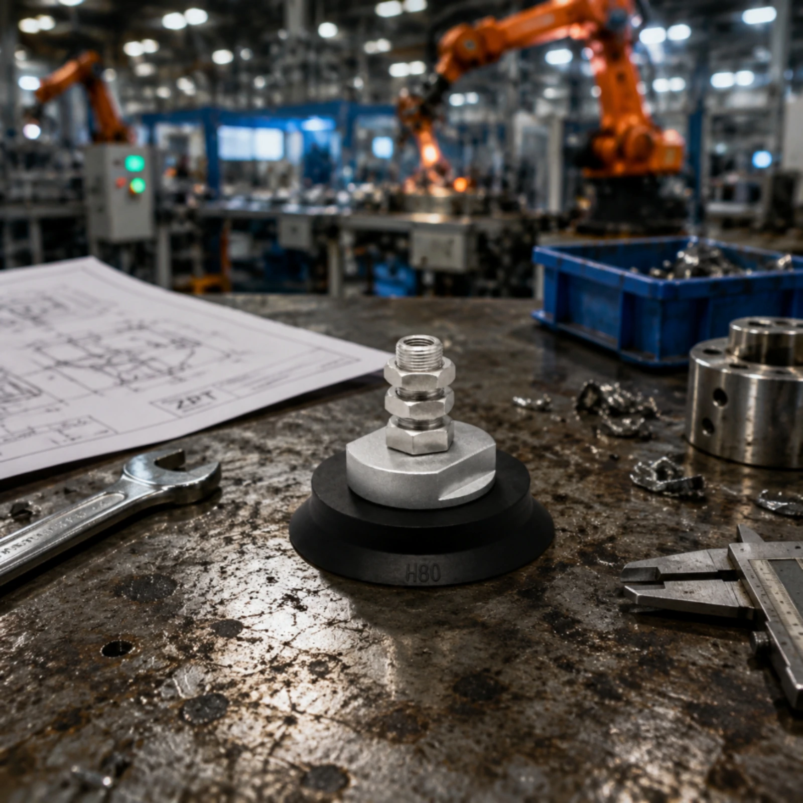 Ventouse ZPT Slimline avec connecteur métallique pour l'automatisation et la robotique