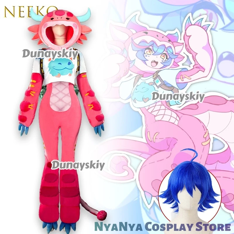 Neeko Curious Chameleon Cosplay 1-0Traje de mujer Patrón de flores Juego de anime Cosplay Traje de cola Halloween Neeko Lindo uniforme ‌