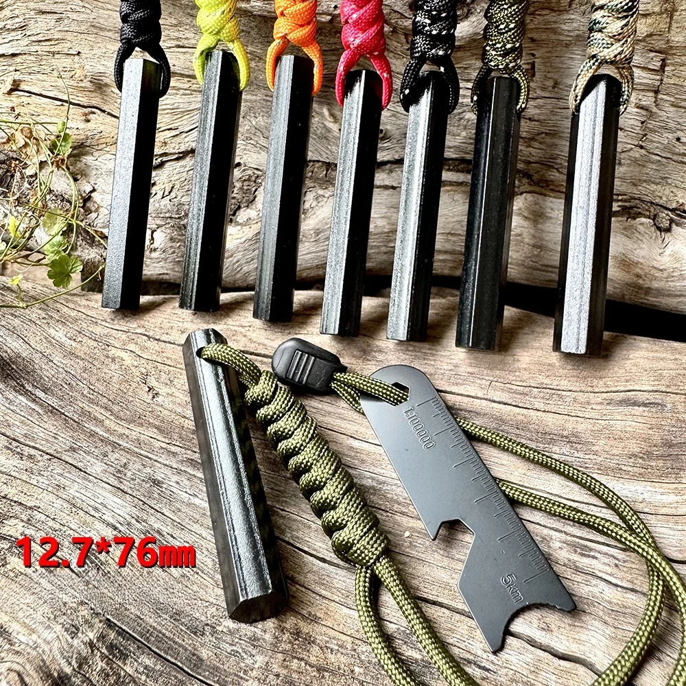 

2PCS Hexagonal 12.7*76mm Outdoor with Scraper Ignition Stick Convenient Camping Magnesium Stick Wilderness Survival EDC Tool