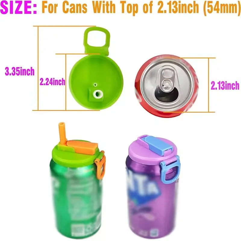 Travel Soda Lid Soda Lid Cover Reusable Silicone Soda Lids with Straws Bpa-free Covers for Standard Beverage Cans for Picnics