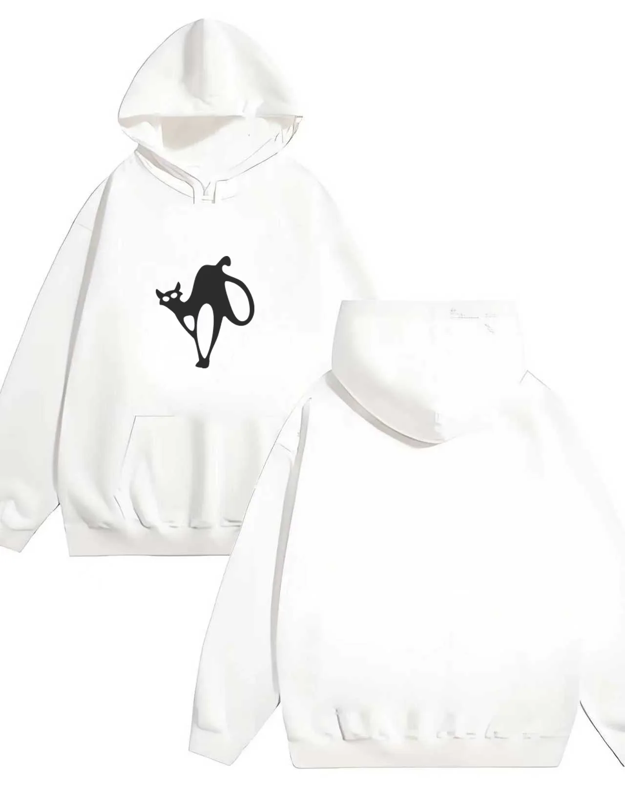 

The latest fashion and casual style loose 330G heavy-duty hooded sweatshirt in 2025 featuring Halloween-style cat prints