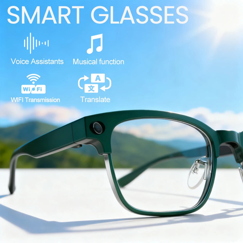 

AI Smart Glasses with 8MP Camera Video Recording 100+ Languages Translation Sunglasses Bluetooth Call Music Play Men Women 2025