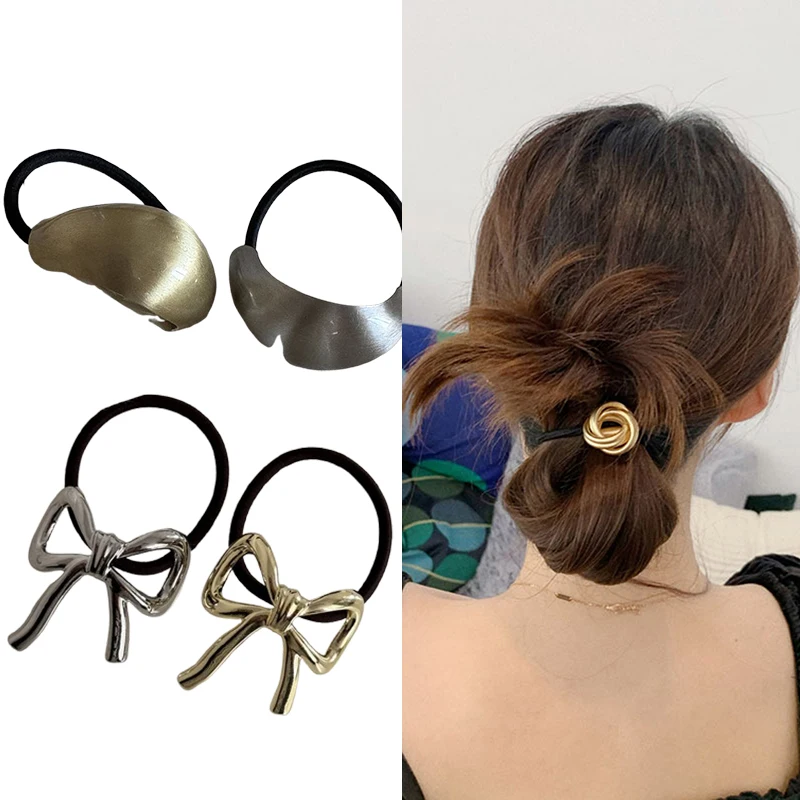 Metal Large Fashion Hammered Arch Pony Hairband Ponytail Hair Pin Headwear Vintage Jewely Women Girls Hair Accessories Gifts