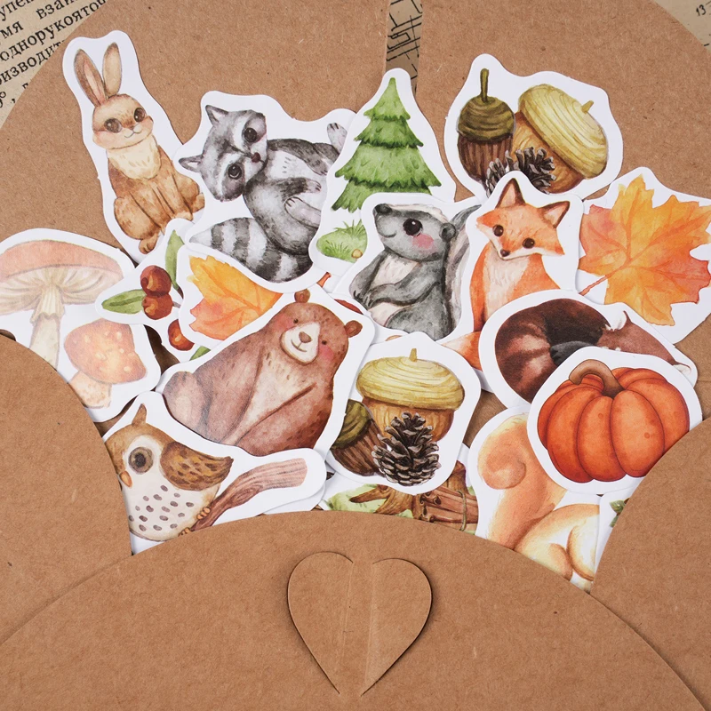 46pcs Animal Themed Boxed Stickers Diy Magazine Decoration Album Decoration Stickers Mobile Phone Decoration Sticker