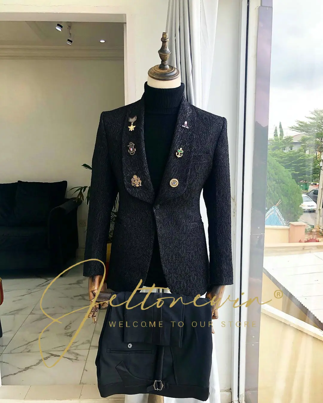 

Fashion Men's Jacquard Blazer Slim Blazer Men's Club Prom Dress Tuxedo Suit Coat Jacket Wedding Suits For Men Blazer Sets