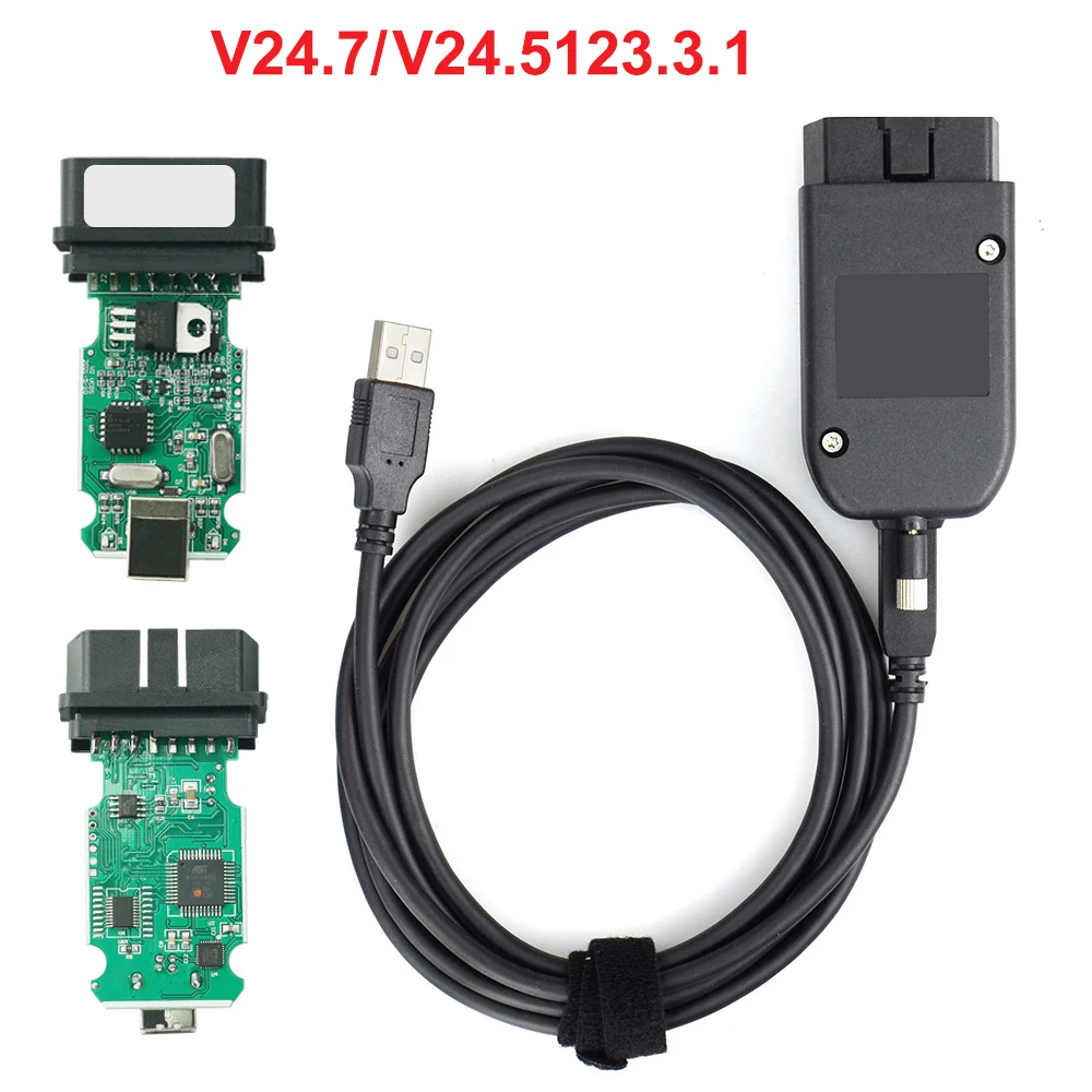 أحدث V24.5 لواجهة VAG HEX V2 USB غير محدود VINs ATMEGA162 Obd2 الماسح الضوئي لأداة تشخيص السيارة كابل VAG HEX V2