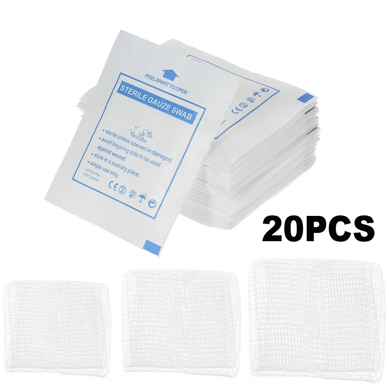 20pcs Sterile Medical Gauze Pad Individually Cotton First Aid Waterproof Wound Dressing Wound Care Supplies 5/7.5/10cm