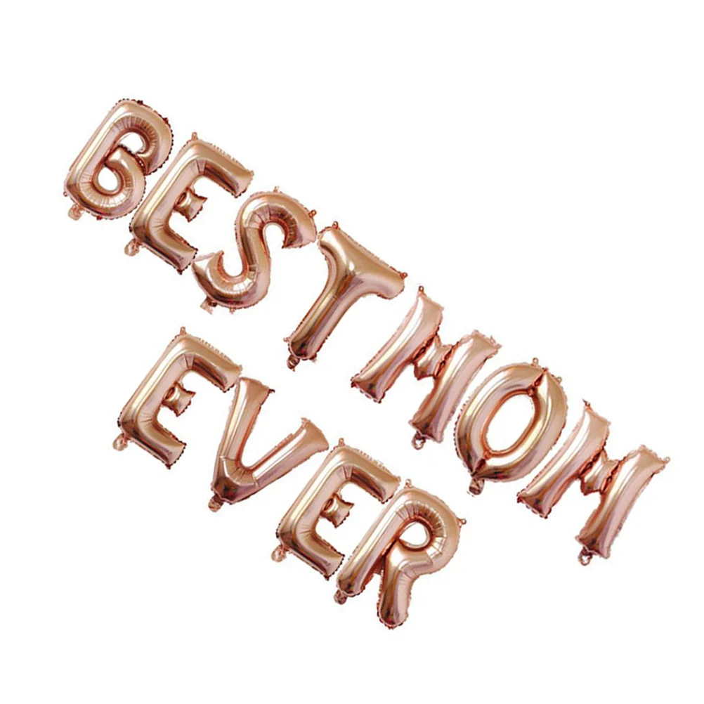 

1Set Letter Balloon Aluminum Foil 16 Inch Rose Gold Mother's Day Balloon Decor Party Ornament Bright Color Easy Inflate