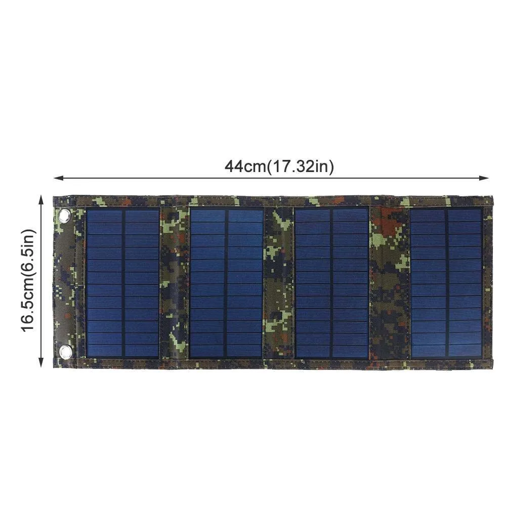 Solar Panel Folding Charger Portable Battery USB Charger for Cell Phone Outdoor Waterproof Power Bank for Camping Accessories