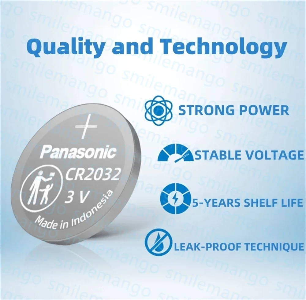 Original Panasonic CR2032 Button Cell Battery 3V Lithium Batteries CR 2032 for Watch Keys Calculator Controller Timer Led Lights