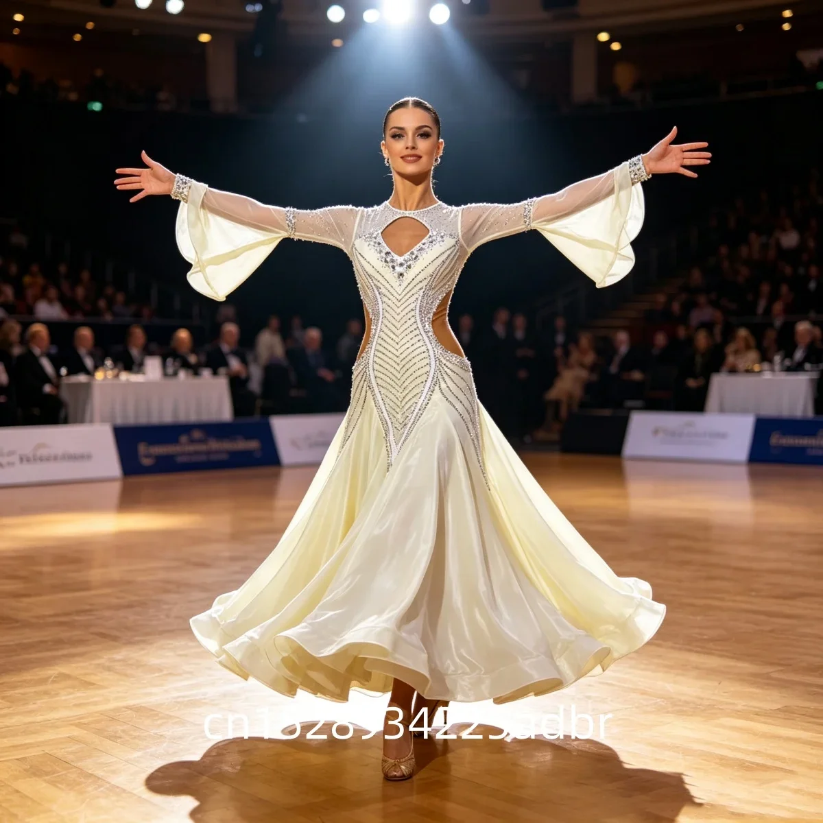 Ballroom Dance Competition Dresses for Women Modern Dance Costumes Standard Tango Waltz Dress Stage Wear Clothes Long Sleeve
