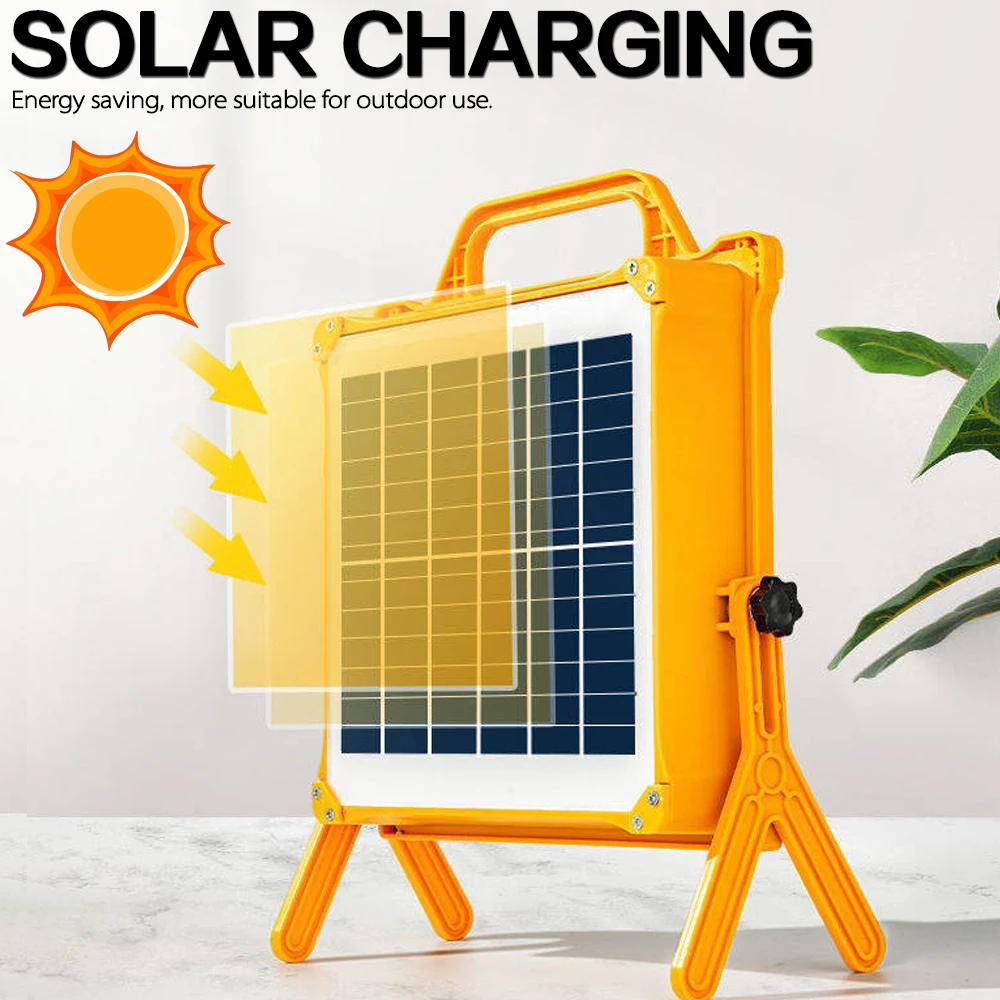 100W Solar Powered LED Work Light Waterproof Searchlight Recarregável Spotlight Solar Light Portable Camping Light Work Lamp