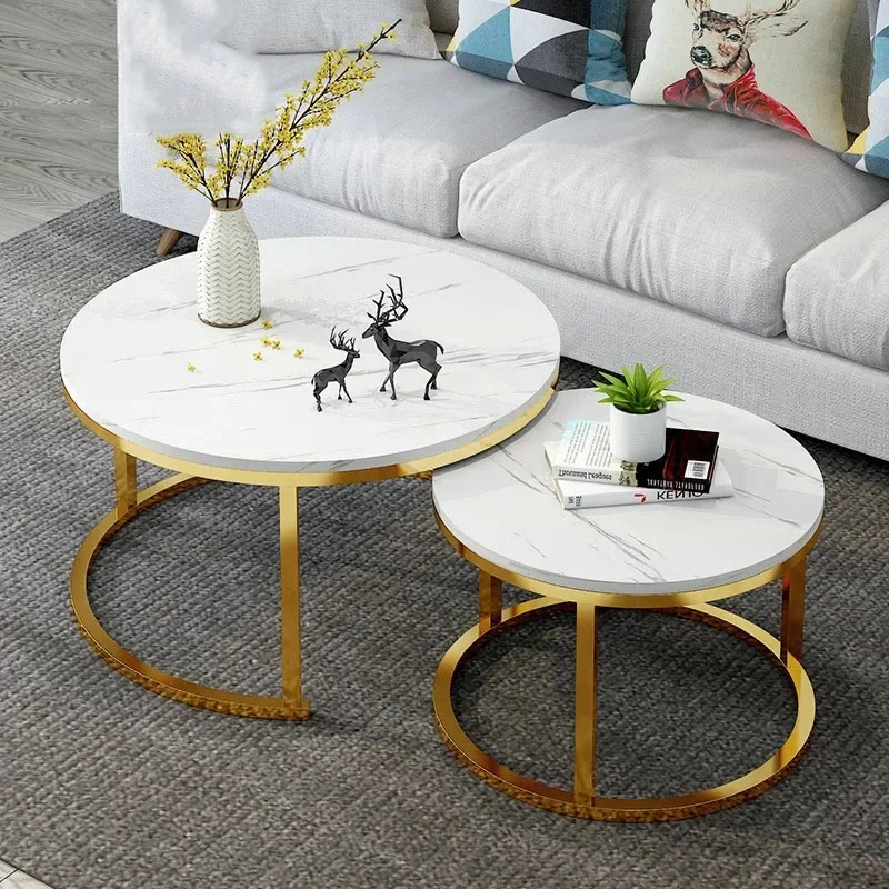 Modern Nordic Coffee Table Round Luxury White Storage Coffee Table Floor Home Stolik Kawowy Living Room Sets Furniture CJ-102