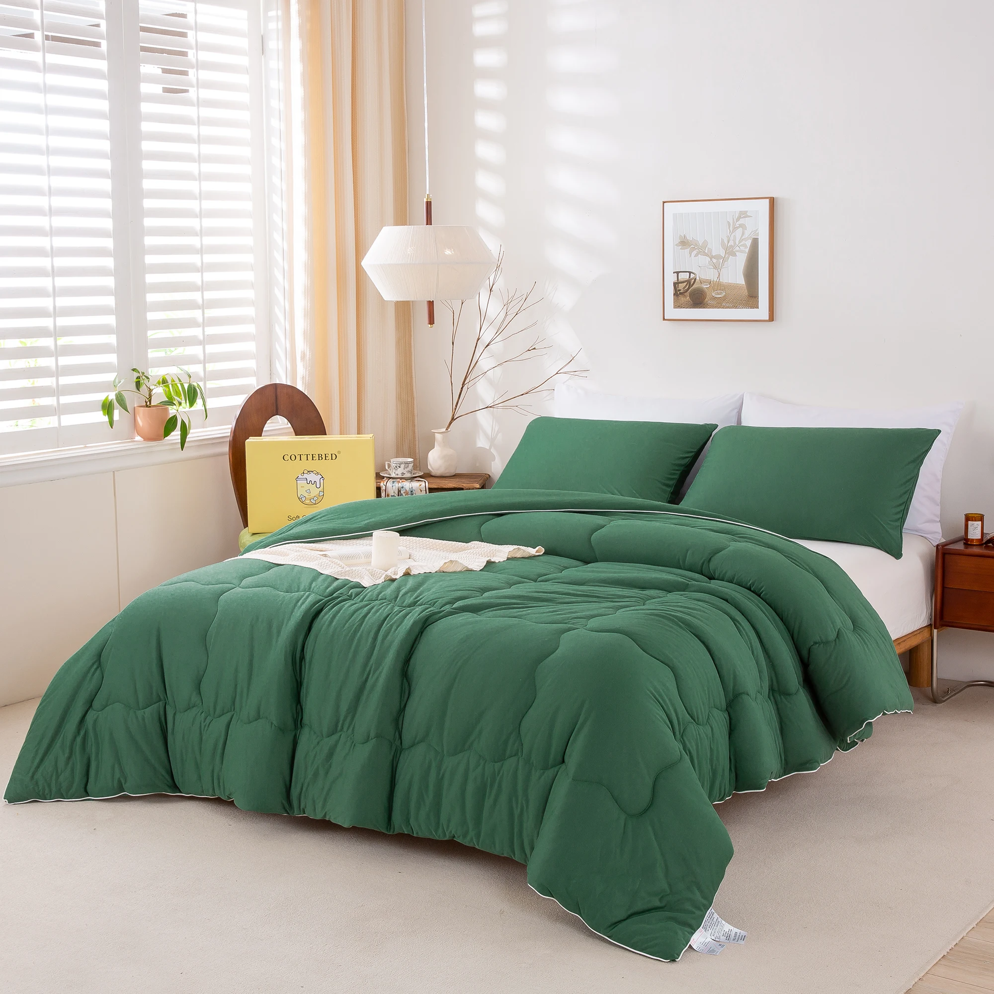 

Emerald Forest Green Jersey Knit Cotton comfort bedding sets,The 68inch*92 inch/172*234cm,fitted for your Twin/Twin XL Size Bed.