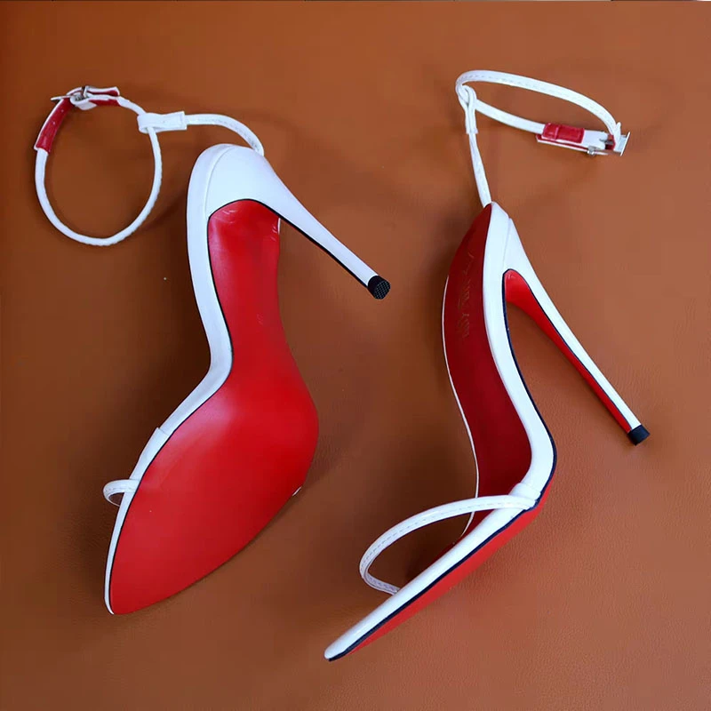 New 2026 Straight Strap Fashion Sandals Women's Stiletto Summer Red Pointed Toe Pumps