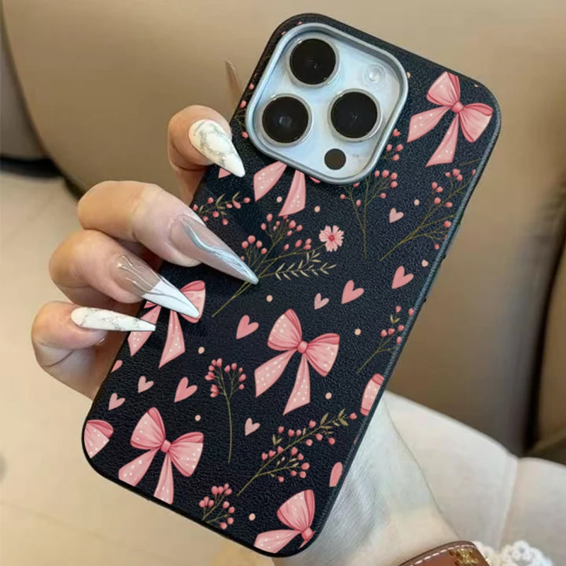 

Bow and Flower Design Lichee Pattern Case For Samsung Galaxy A16 A26 A36 A56 A55 A54 A53 S25 Ultra S24 Plus S23 S21 FE S22 Cover