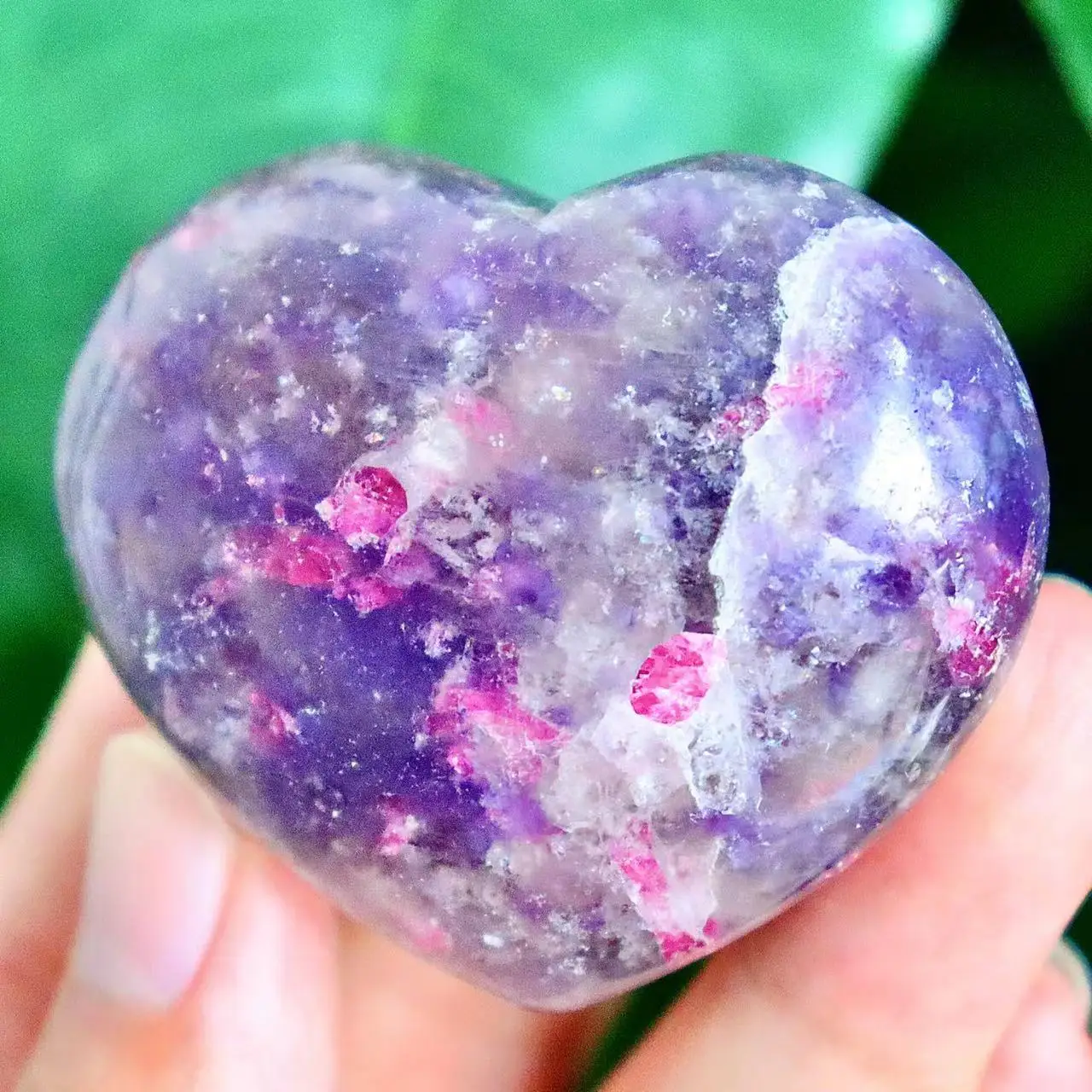 

High Quality Natural Unicorn Stone Pink Tourmaline Quartz Puff Love Heart Lepidolite Gem Crystal Reiki Healing Home Decoration