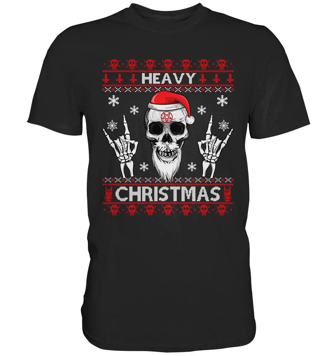 Heavy Metal Christmas Skull Totenkopf T Shirt Rock Devil Weihnachten Ugly Xmas Premium