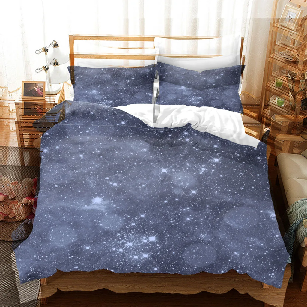 HUANZHUANG Quilt Duvet Cover Set Home Queen King Quilt Pillowcase Blue Starry Night View Kid'S Bedding Sets Boys Digital Printi