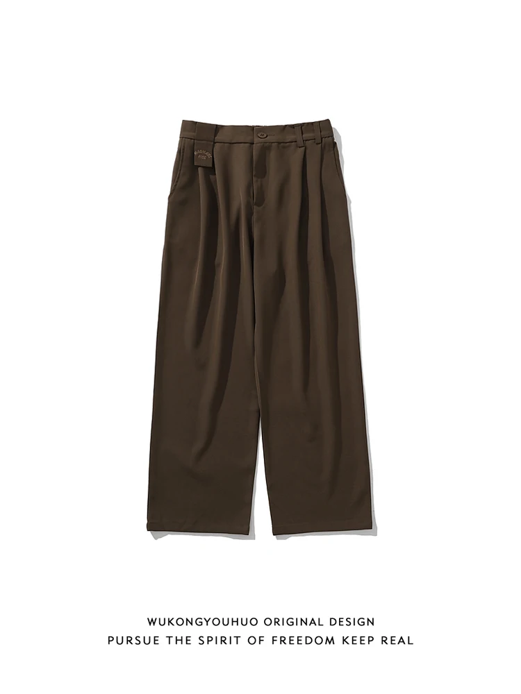 

Trendy Retro Straight Leg Pants ex Streetwear Loose Wide Leg Casual Long Trousers Pure Color Classic Autumn Faion
