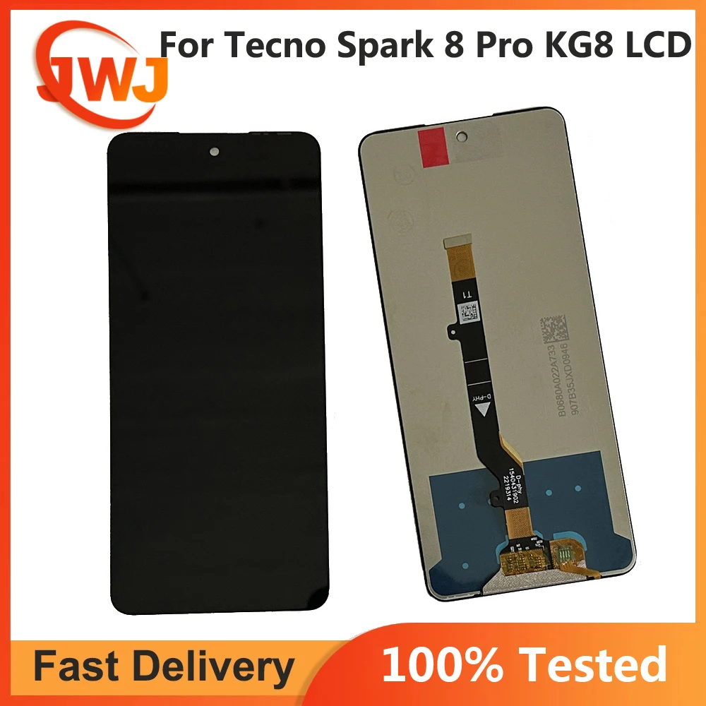 100% Tested Black 6.8 inch For Tecno Spark 8 Pro KG8 Full LCD Display Touch Screen Digitizer Assembly Panel Replacement parts