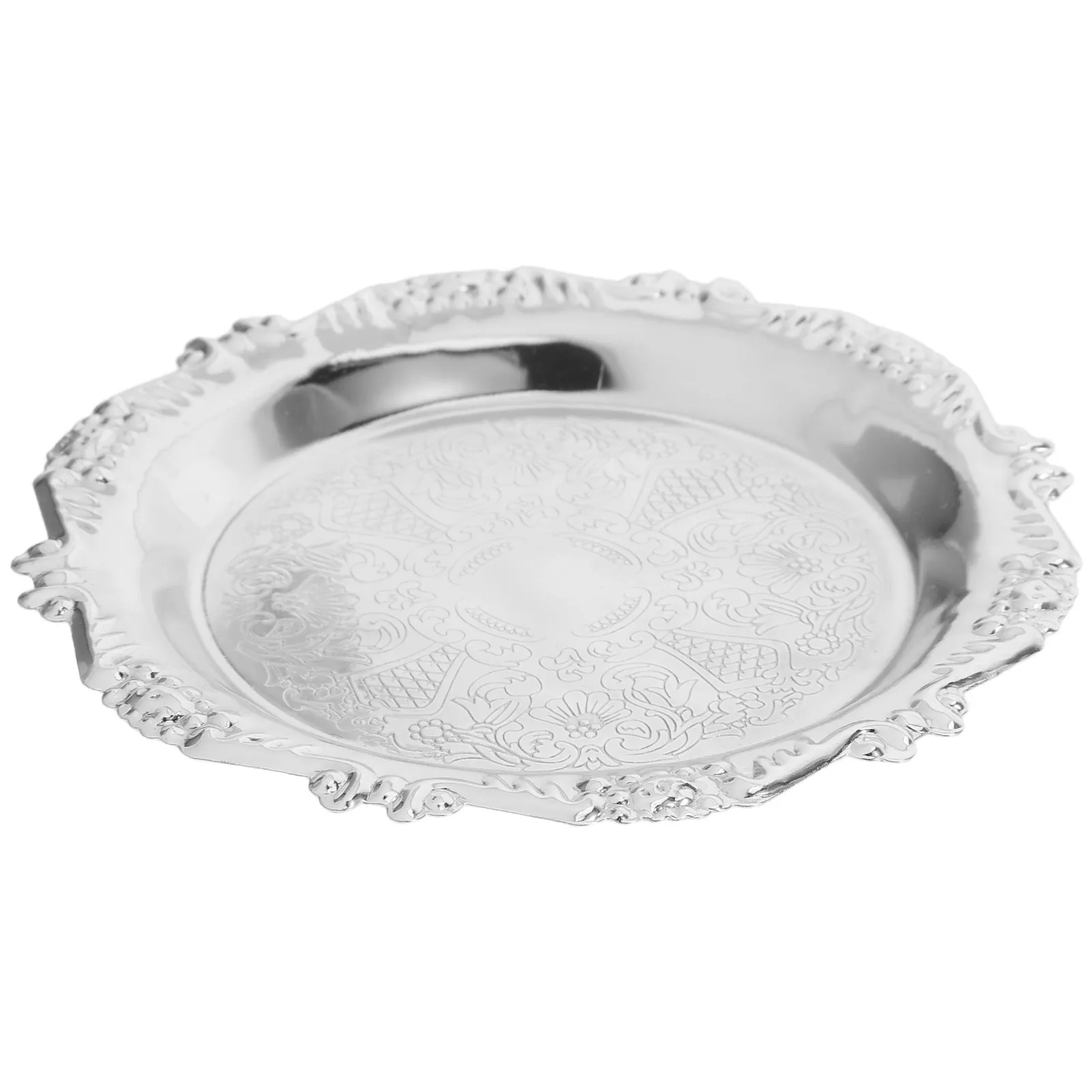 

Vintage Jewelry Tray Organizer for Necklaces Rings Earrings Bracelets Desktop Decorative Storage Dish Golden Copper Round Plate