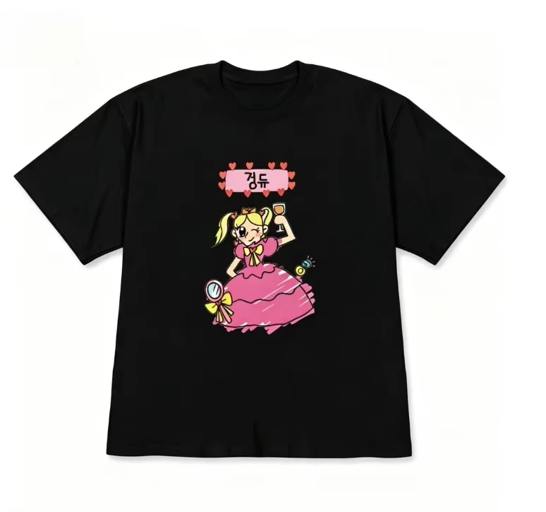 Unisex Cute Hand‑drawn Prince Princess Graphic T‑Shirt Korean Cartoon Print Couple Matching Casual Loose Short Sleeve Tee