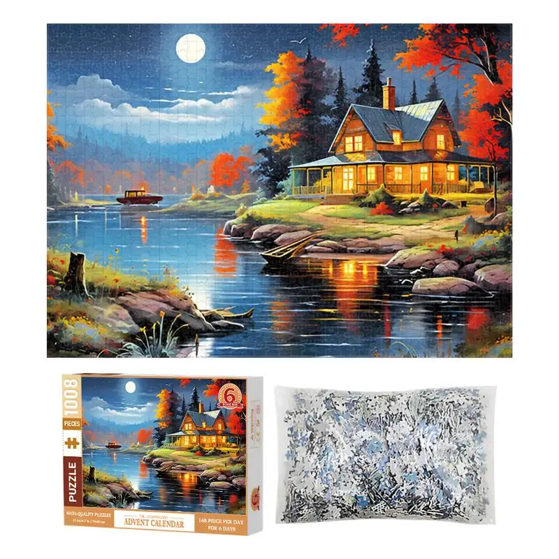 Holiday Advent Calendar Countdown Calendar 1008pcs Jigsaw Puzzles Sturdy Matte Fun For Children Adults Or Seniors