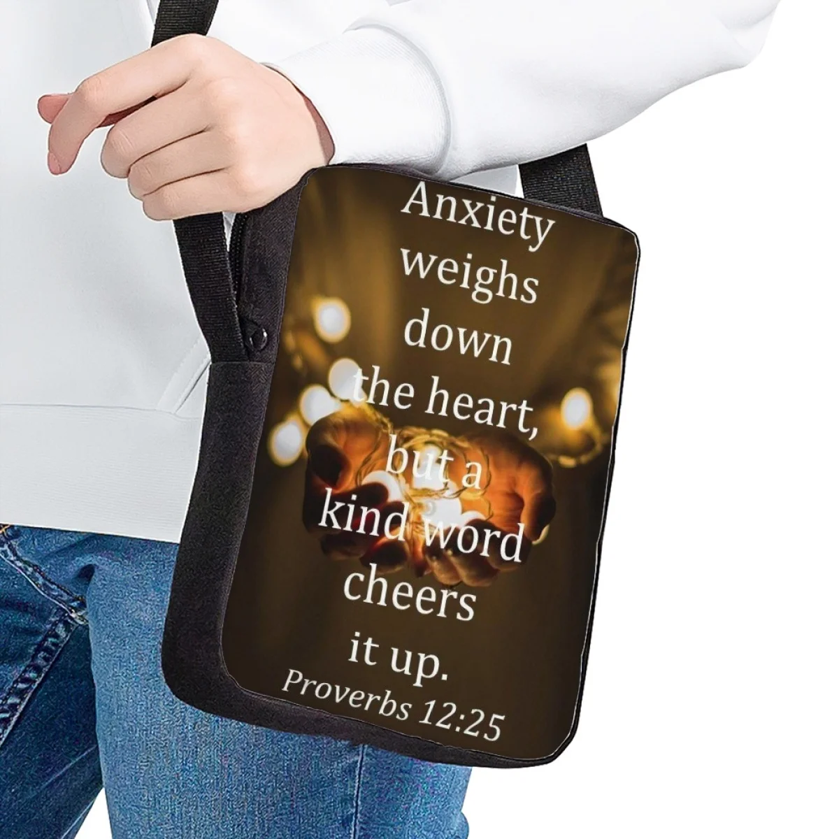 Jackherelook Crossbody Bags Christian Bible Verse Graphic Design Kids School Bags Fashion Shoulder Bags Youngster Church Bags