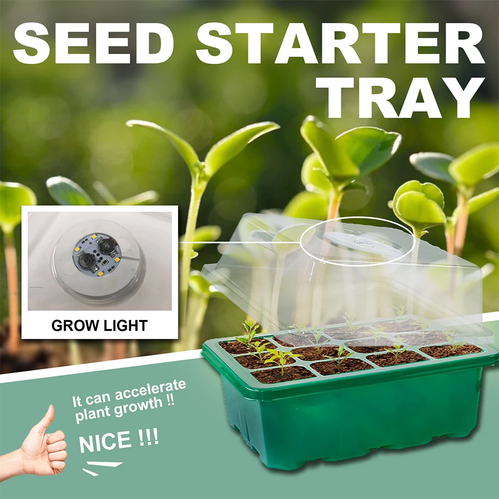 

Nursery Seedling Tray With Lights Plant Nursery Box Seed Starter Growing Trays Kits Seedlings Plants For Outdoor Gardening Plant