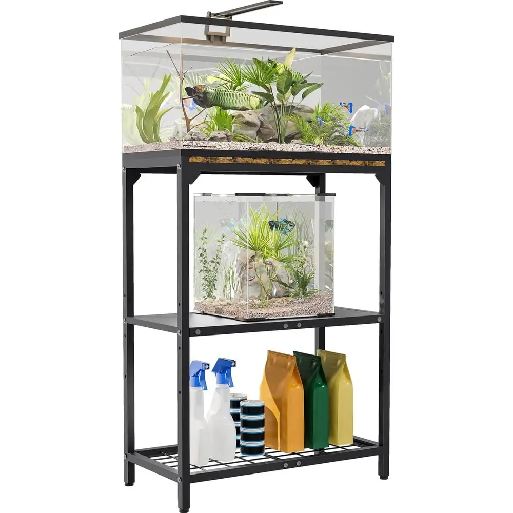 

20 Gallon Aquarium Stand, ish Tank Stand with Adjustable 3-Tier Storage Shel, Heavy Duty Reptile Breeder Turtle Tank Terrarium R